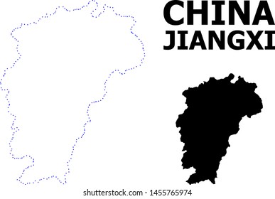 Vector contour Map of Jiangxi Province with caption. Map of Jiangxi Province is isolated on a white background. Simple flat dotted geographic map template.