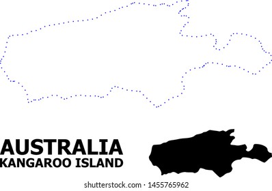 Vector contour Map of Kangaroo Island with name. Map of Kangaroo Island is isolated on a white background. Simple flat dotted geographic map template.
