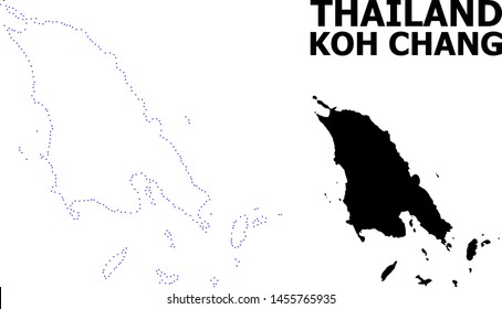 Vector contour Map of Koh Chang with title. Map of Koh Chang is isolated on a white background. Simple flat dotted geographic map template.