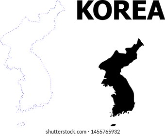 Vector contour Map of Korea with title. Map of Korea is isolated on a white background. Simple flat dotted geographic map template.