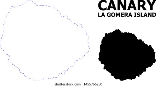 Vector contour Map of La Gomera Island with caption. Map of La Gomera Island is isolated on a white background. Simple flat dotted geographic map template.