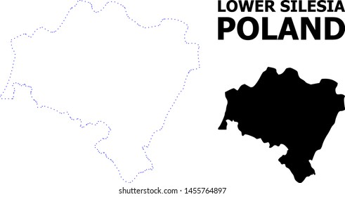 Vector contour Map of Lower Silesia Province with caption. Map of Lower Silesia Province is isolated on a white background. Simple flat dotted geographic map template.