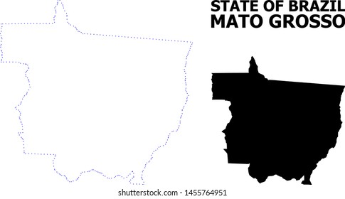 Vector contour Map of Mato Grosso State with caption. Map of Mato Grosso State is isolated on a white background. Simple flat dotted geographic map template.