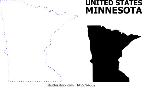 Vector contour Map of Minnesota State with title. Map of Minnesota State is isolated on a white background. Simple flat dotted geographic map template.