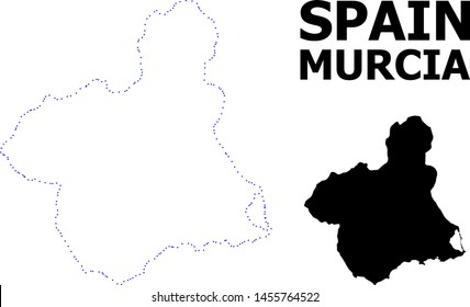 Vector contour Map of Murcia Province with title. Map of Murcia Province is isolated on a white background. Simple flat dotted geographic map template.