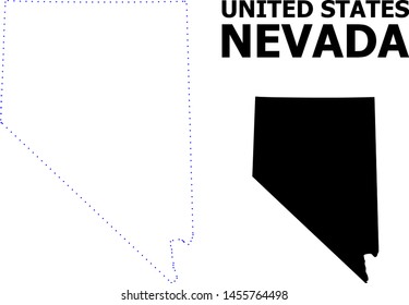 Vector contour Map of Nevada State with caption. Map of Nevada State is isolated on a white background. Simple flat dotted geographic map template.