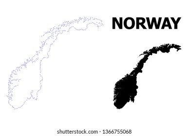 Vector contour Map of Norway with title. Map of Norway is isolated on a white background. Simple flat dotted geographic map template.