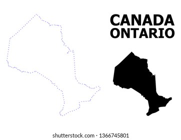 Vector contour Map of Ontario Province with name. Map of Ontario Province is isolated on a white background. Simple flat dotted geographic map template.