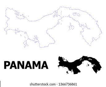 Vector contour Map of Panama with name. Map of Panama is isolated on a white background. Simple flat dotted geographic map template.