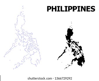 Vector contour Map of Philippines with caption. Map of Philippines is isolated on a white background. Simple flat dotted geographic map template.