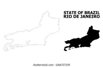 Vector contour Map of Rio de Janeiro State with title. Map of Rio de Janeiro State is isolated on a white background. Simple flat dotted geographic map template.