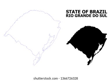 Vector contour Map of Rio Grande do Sul State with caption. Map of Rio Grande do Sul State is isolated on a white background. Simple flat dotted geographic map template.