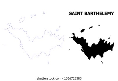 Vector contour Map of Saint Barthelemy with title. Map of Saint Barthelemy is isolated on a white background. Simple flat dotted geographic map template.