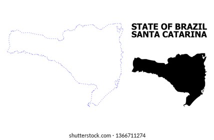 Vector contour Map of Santa Catarina State with title. Map of Santa Catarina State is isolated on a white background. Simple flat dotted geographic map template.