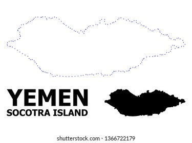Vector contour Map of Socotra Island with title. Map of Socotra Island is isolated on a white background. Simple flat dotted geographic map template.