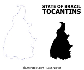 Vector contour Map of Tocantins State with caption. Map of Tocantins State is isolated on a white background. Simple flat dotted geographic map template.