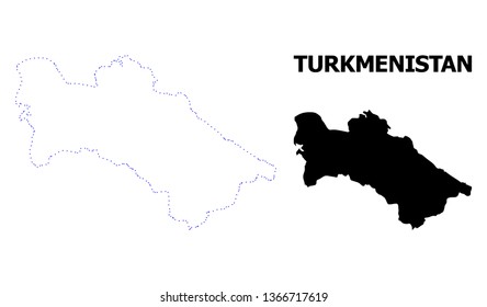 Vector contour Map of Turkmenistan with title. Map of Turkmenistan is isolated on a white background. Simple flat dotted geographic map template.