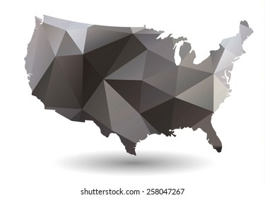 Vector contour map of the USA. Geometric polygonal design.