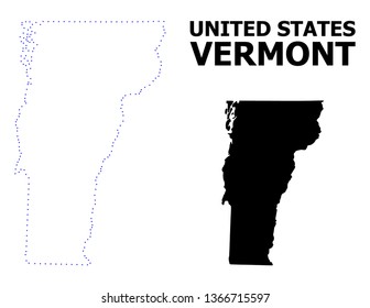 Vector contour Map of Vermont State with name. Map of Vermont State is isolated on a white background. Simple flat dotted geographic map template.