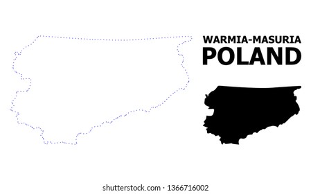 Vector contour Map of Warmia-Masuria Province with title. Map of Warmia-Masuria Province is isolated on a white background. Simple flat dotted geographic map template.
