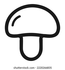 Vector contour mushroom icon. Isolated linear style of vegetables for menu, label, logo. A simple element of healthy, vegetarian food