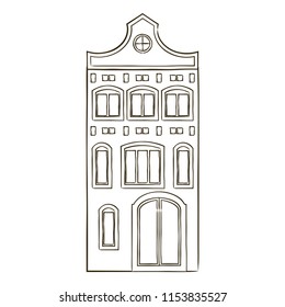 vector contour old house town city travel Europe coloring book