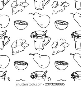 vector contour seamless pattern for winter warmth, sweets