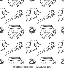 vector contour seamless pattern for winter warmth, sweets