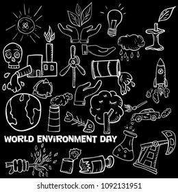 vector contour set of elements for design various objects of human activities the theme for world environment day, the background is isolated