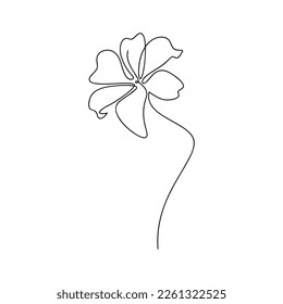 Vector contour silhouette. Lily flower icon. One line continuous drawing isolated. Floral design, botanical print, beauty branding, card, poster, logo. Minimal contemporary drawing.