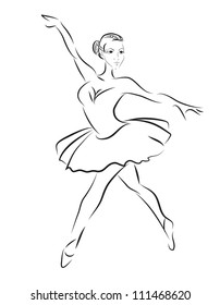 Vector contour sketch of ballet dancer