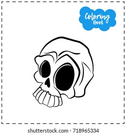 Vector of contour skull illustration for Halloween with emotion on a white background.