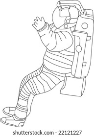 vector - contour spaceman isolated on white background