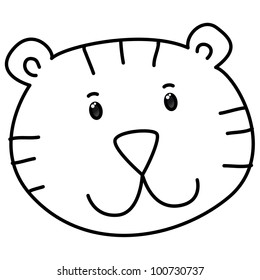 vector contour  tiger head, coloring, isolated on white background