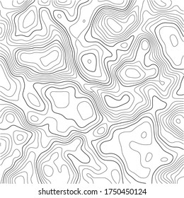 Vector contour topographic map on white background.