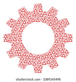 Vector contour triangle icons are formed into gearwheel collage. Service design concept constructed of contour triangle icons.