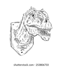 vector - contour trophy head dinosaur isolated on background