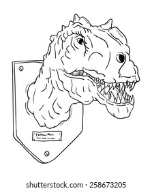 vector - contour trophy head dinosaur isolated on background