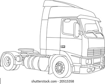 vector - contour truck  isolated on white background