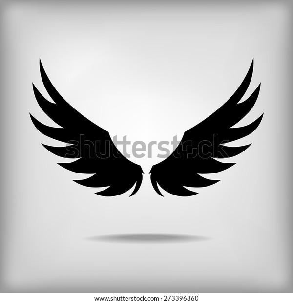 Vector Contour Wings Black Icon On Stock Vector (Royalty Free ...