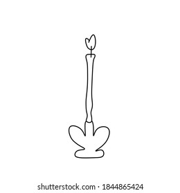 Vector contoured candle with black line.Romantic symbol part decorating doodle style.Graphic hand draw element for Valentine's Day.Design for social networks,posters,web,articles, templates.