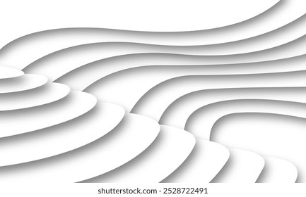 Vector de contorno, área de paisaje, capa de montaña, papel cortado con sombra, paso o anfiteatro