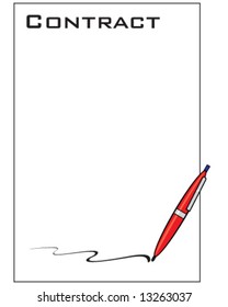 vector of contract and red pen for signing, add your own terms and conditions