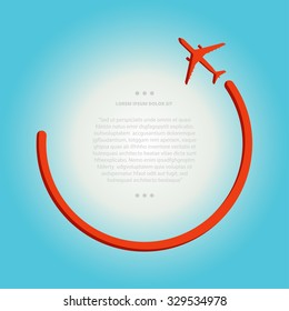 Vector contrast bright business avia card with airplane, minimalistic style, whirlwind of airplane, for travel agencies, aviation companies