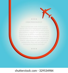 Vector contrast bright business avia card with airplane, minimalistic style, whirlwind of airplane, for travel agencies, aviation companies