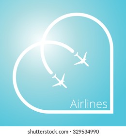 Vector contrast bright business avia card with airplane, minimalistic style, whirlwind of airplane, for travel agencies, aviation companies