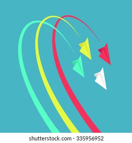 Vector contrast bright business avia card with airplanes, minimalistic style, whirlwind of airplane, for travel agencies, aviation companies