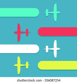 Vector contrast bright business avia card with biplanes, minimalistic style, whirlwind of airplane, for travel agencies, aviation companies