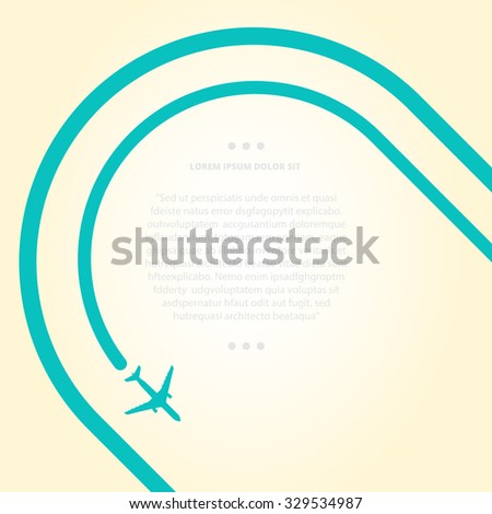 Vector contrast bright business avia card with airplane, minimalistic style, whirlwind of airplane, for travel agencies, aviation companies