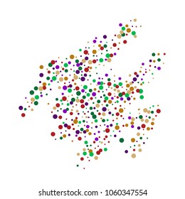 Vector contrast confetti on transparent background. Falling tinsel and confetti from minimalistic geometrical confetti and ribbons. Flat falling glitter. Abstract triangles and ribbons on label.